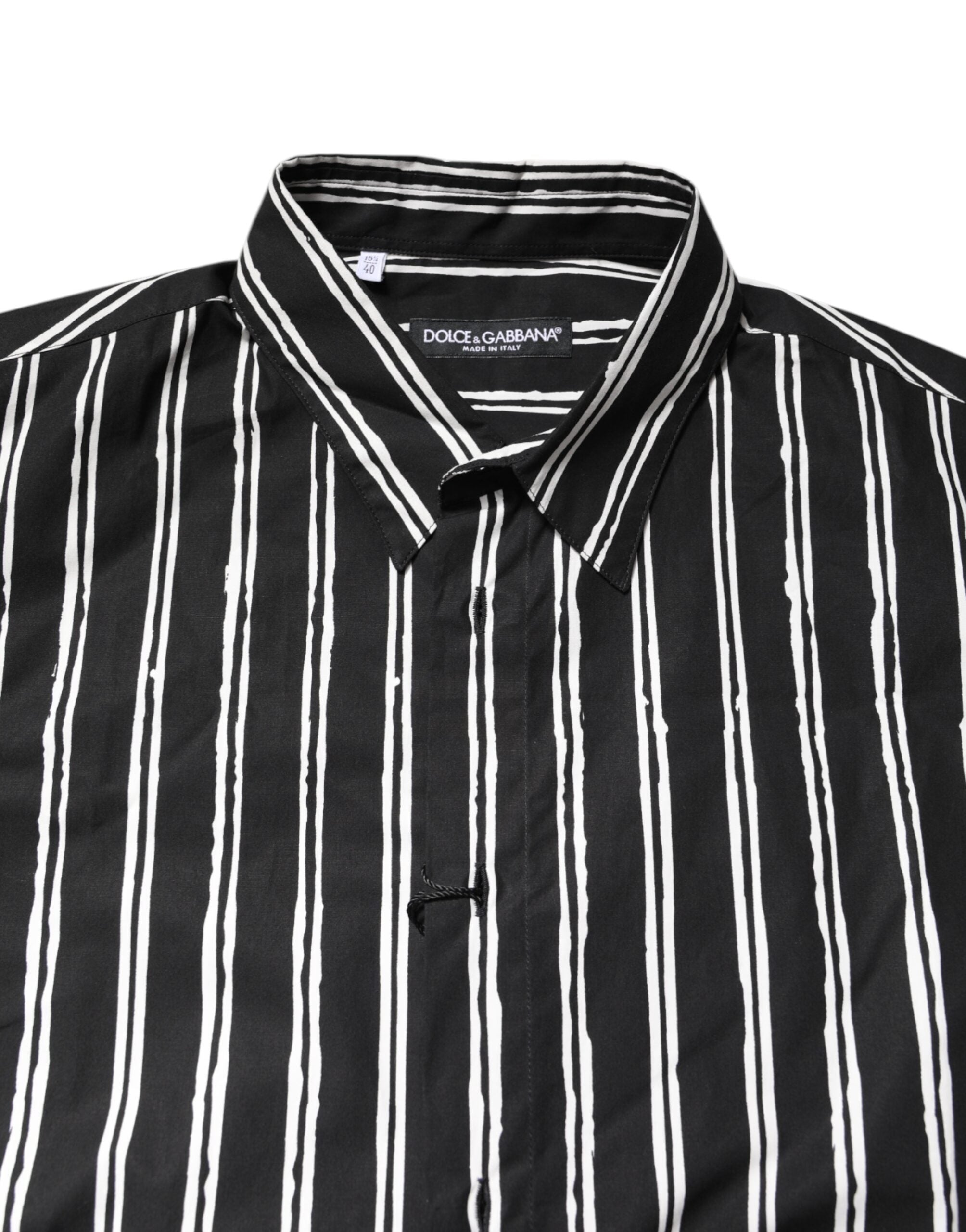 Dolce & Gabbana black and white striped cotton shirt